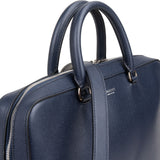 Burberry Blue Pebbled Leather Briefcase Handbag