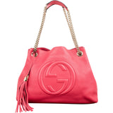Gucci Grained Pink Leather GG Soho Chain Tote Shoulder Bag