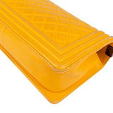 Chanel Yellow Quilted Lambskin Boy Single Flap Crossbody Bag