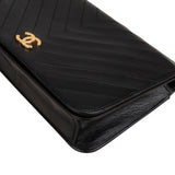 Chanel Chevron Lambskin 24K Gold Single Flap Crossbody Bag