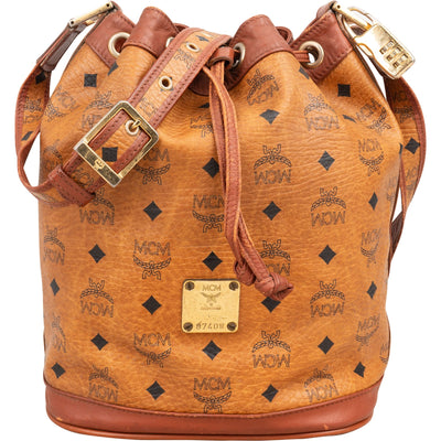 MCM Monogram Visetos Drawstring Bucket Crossbody Bag
