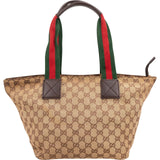 Gucci Monogram GG Canvas Web Tote Shoulder Bag