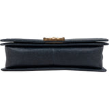 Chanel Quilted Navy Caviar Leather Large Boy Single Flap Crossbody Bag
