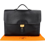 Hermès Noir Grained Fjord Leather Sac à Dépêches Business Handbag
