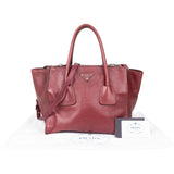 Prada Glace Calf Leather Twin Pocket Shopper Handbag
