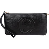Gucci Pebbled Calfskin Soho Wristlet Pouch Wallet