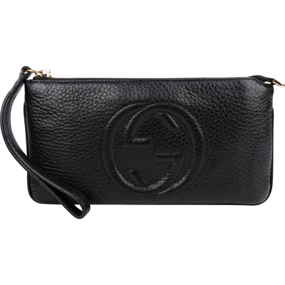 Gucci Pebbled Calfskin Soho Wristlet Pouch Wallet