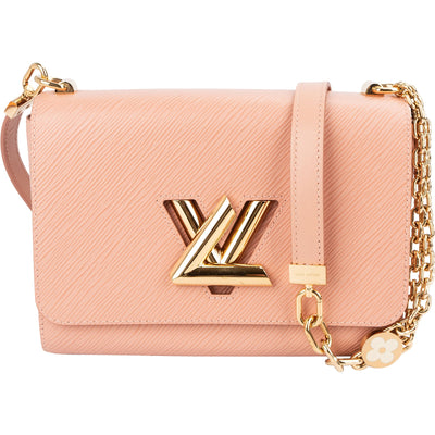 Louis Vuitton Rose Epi Leather Twist Flower Chain Crossbody Bag