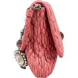 Miu Miu Matelassé Nappa Leather Crystal Flap Shoulder Bag