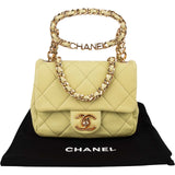 Chanel Green Quilted Lambskin Mini Square Bracelet Handle Singel Flap Crossbody Bag