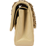 Chanel Gold Shimmering Quilted Lambskin Medium Double Flap Shoulder Bag