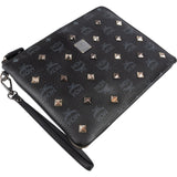 MCM Monogram Studded Visetos Leather Clutch Bag