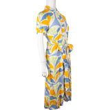Miu Miu Multicolor Printed Shirt Button Knot Maxi Dress (40)