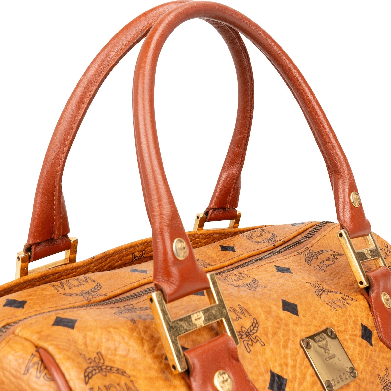 [🔄️B07 / F45] MCM Monogram Visetos Boston Bag Handbag - vintageandkickz