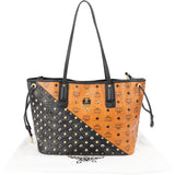 MCM Monogram Visetos Diagonal Studded Liz Shopper Shoulder Bag
