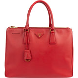 Prada Red Saffiano Leather Galleria Tote Handbag