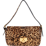 Prada Cavallino Hair Animal Print Leopard Double Flap Shoulder Bag