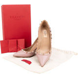 Valentino Pink Grained Calfskin Rockstud Pumps (38,5)