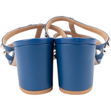 Valentino Garavani Blue Leather Rockstud Block Heel Sandal Sandals (40)
