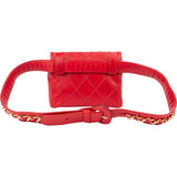 Chanel Red Quilted Stitched Lambskin Vintage CC Belt Crossbody Bag