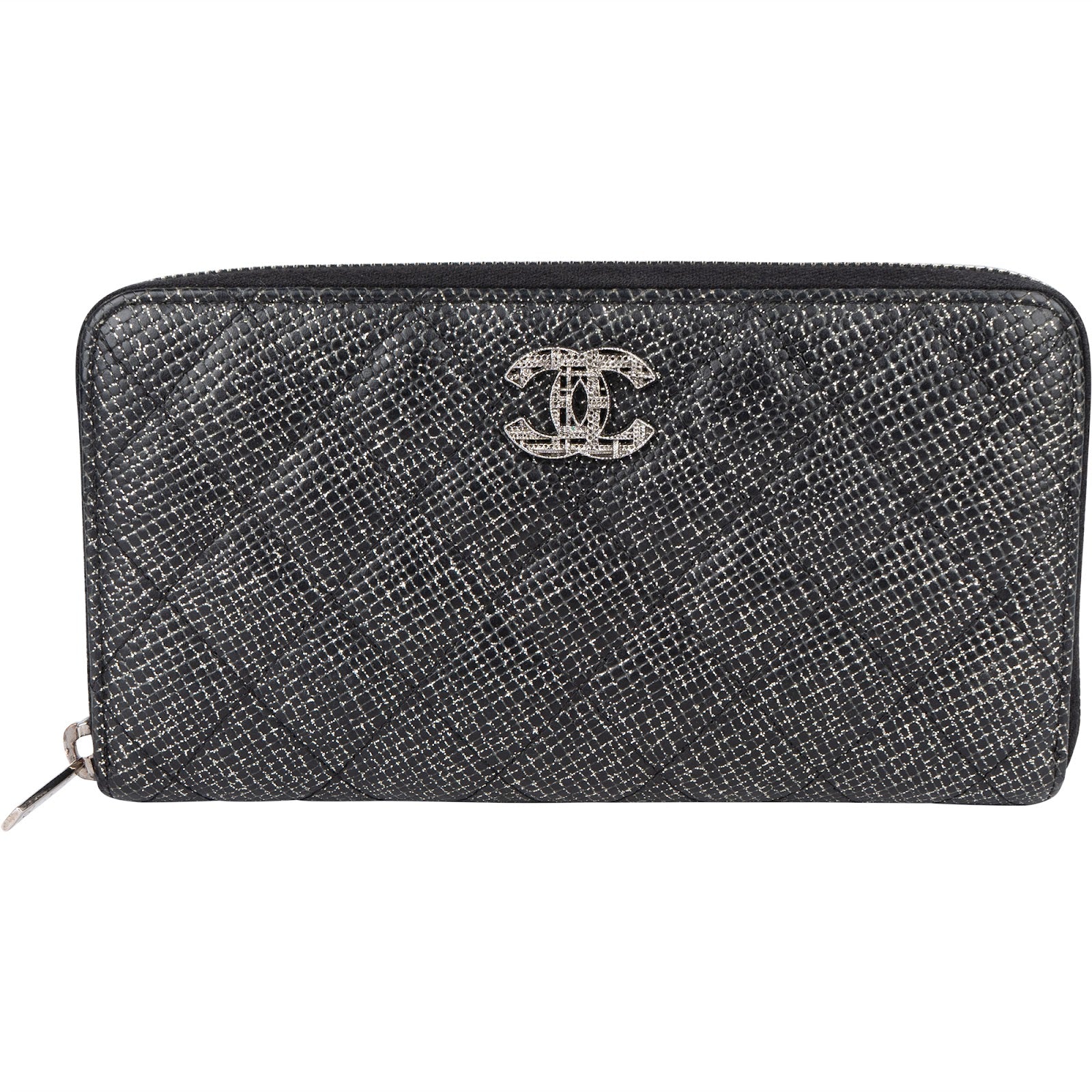 Chanel Quilted Glittered Caviar Leathe CC Wallet - vintageandkickz