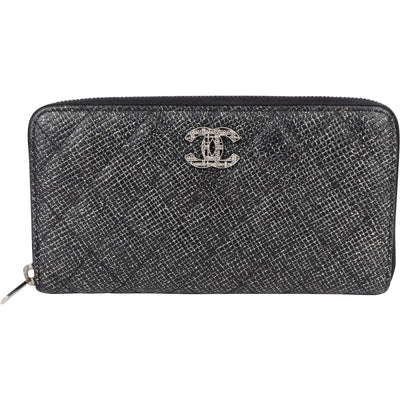 Chanel Quilted Glittered Caviar Leathe CC Wallet - vintageandkickz