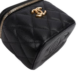 Chanel Quilted Caviar Mini Heart Chain Vanity Case Crossbody Bag