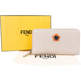 Fendi Leather Flowerland Zip Around Wallet