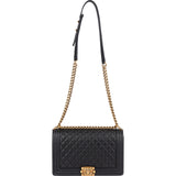 Chanel Quilted Caviar Leather Boy Single Flap Crossbody Bag