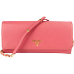 Prada Pink Saffiano Leather Wallet On Chain Crossbody Bag - vintageandkickz