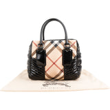 Burberry Quilted Patent Leather Heymarket Check Tote Shoulder Bag