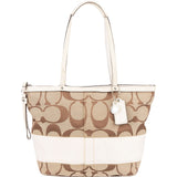 Coach Monogram Signature Stripe Tote Shoulder Bag