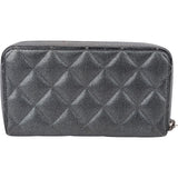 Chanel Quilted Metallic Lambskin Zip Around Wallet
