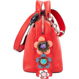 Fendi Red Leather By The Way Small Flowerland Shoulder Handbag