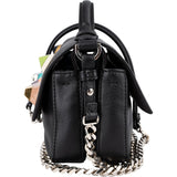 Fendi Leather Mini Baguette Double Flap Plexi Studs Crossbody Bag