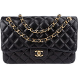 Chanel Quilted Lambskin Gold Jumbo Double Flap Crossbody Bag