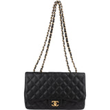 Chanel Quilted Caviar Leather Jumbo Single Flap Crossbody Bag - vintageandkickz