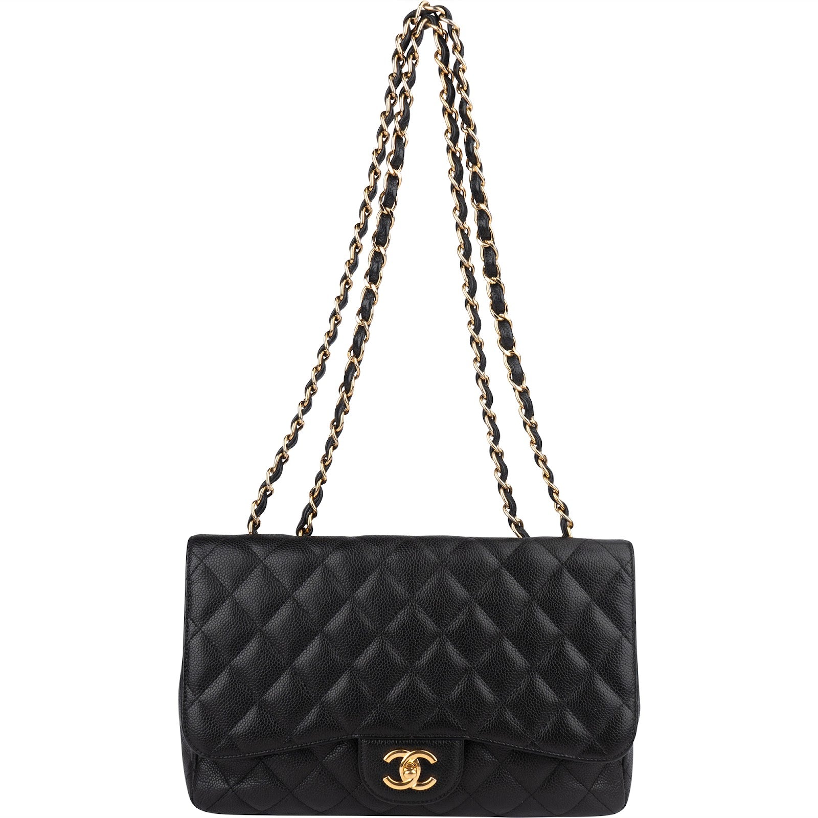 Chanel Quilted Caviar Leather Jumbo Single Flap Crossbody Bag - vintageandkickz