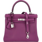 Hermès Swift Anemone Kelly Palladium 25 Sellier Handbag