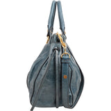 Miu Miu Blue Vitello Lux Leather Drawstring Satchel Handbag xx geruch