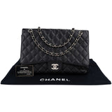 Chanel Quilted Caviar Leather Palladium Maxi Single Flap Crossbody Bag