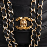 Chanel Quilted Lambskin Chevron Half Moon 24K Gold Single Flap Shoulder Bag