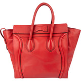 Celine Red Drummed Calfskin Luggage Handbag