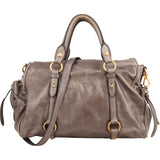 Miu Miu Vitello Lux Leather Drawstring Satchel Handbag