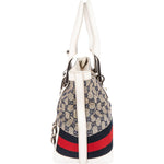 Gucci Monogram GG Canvas Sherry Line White Tote Shoulder Bag - vintageandkickz