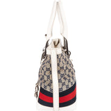 Gucci Monogram GG Canvas Sherry Line White Tote Shoulder Bag - vintageandkickz
