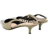 Gucci Green Patent Leather Charlott Chain Slingback Pumps (37)