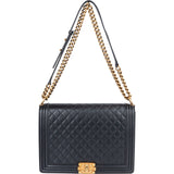 Chanel Quilted Leather Boy Single Flap Crossbody Bag - vintageandkickz