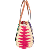 Loewe Ibiza Raffia Multicolor Zigzag Shell Tote Basket Shoulder Bag