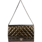 Chanel Quilted Patent Leather Palladium Single Flap Shoulder Bag